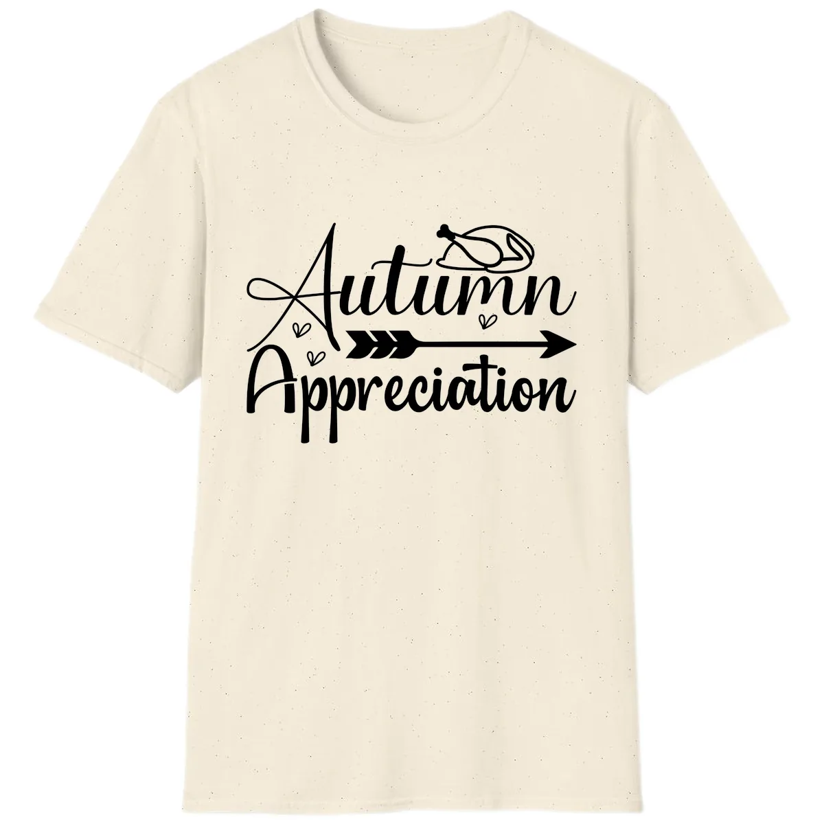 Autumn Appreciation Script Design T-Shirt in Natural