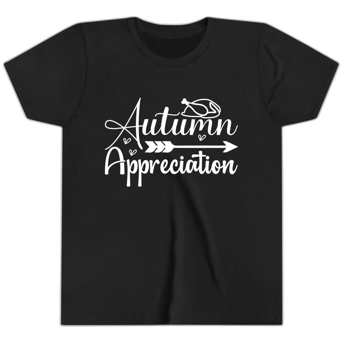 Autumn Appreciation Script Design Youth T-Shirt in Black