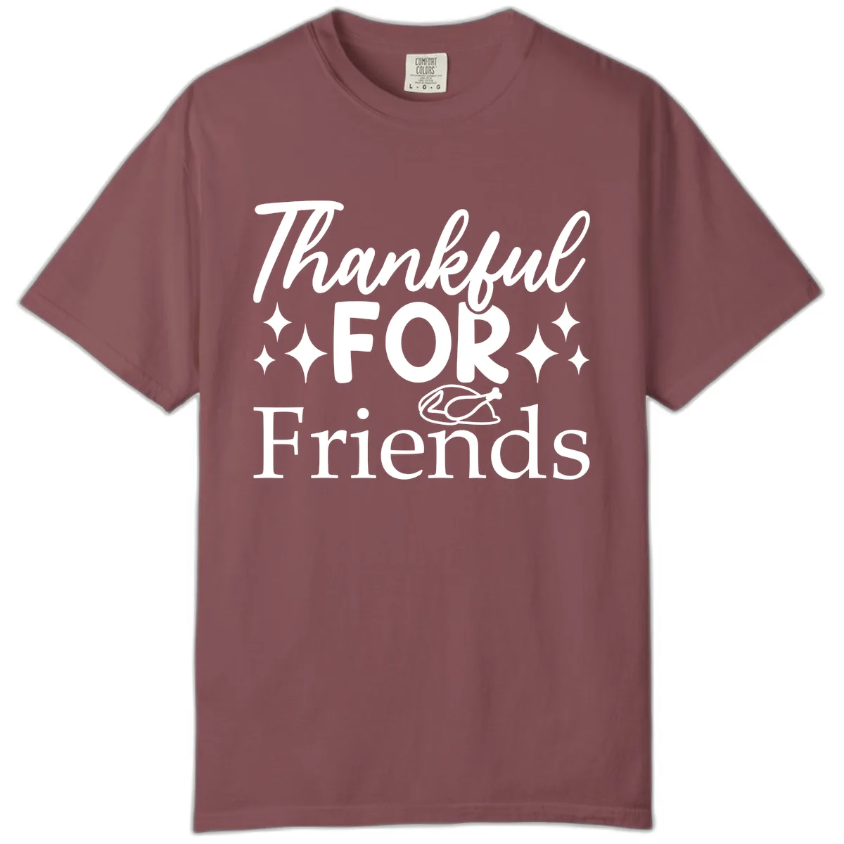 Thankful For Friends Typography Design Comfort Color in Brick