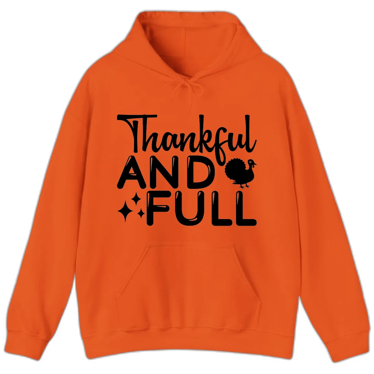 Thankful And Full Design Hoodie in Orange