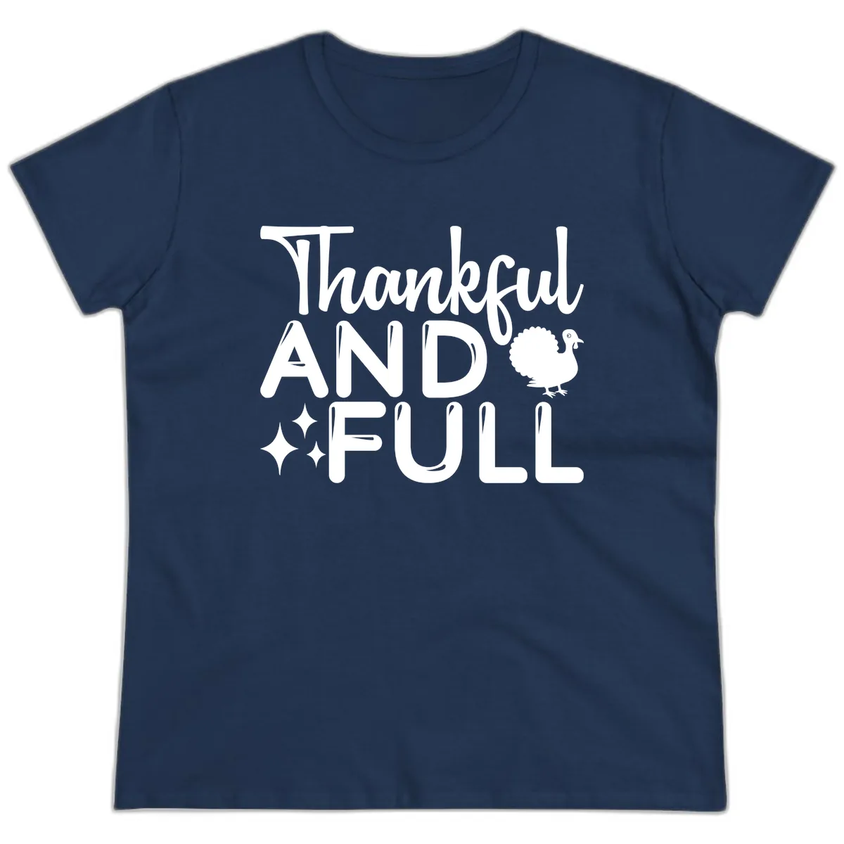 Thankful And Full Design Ladies Tee in Navy
