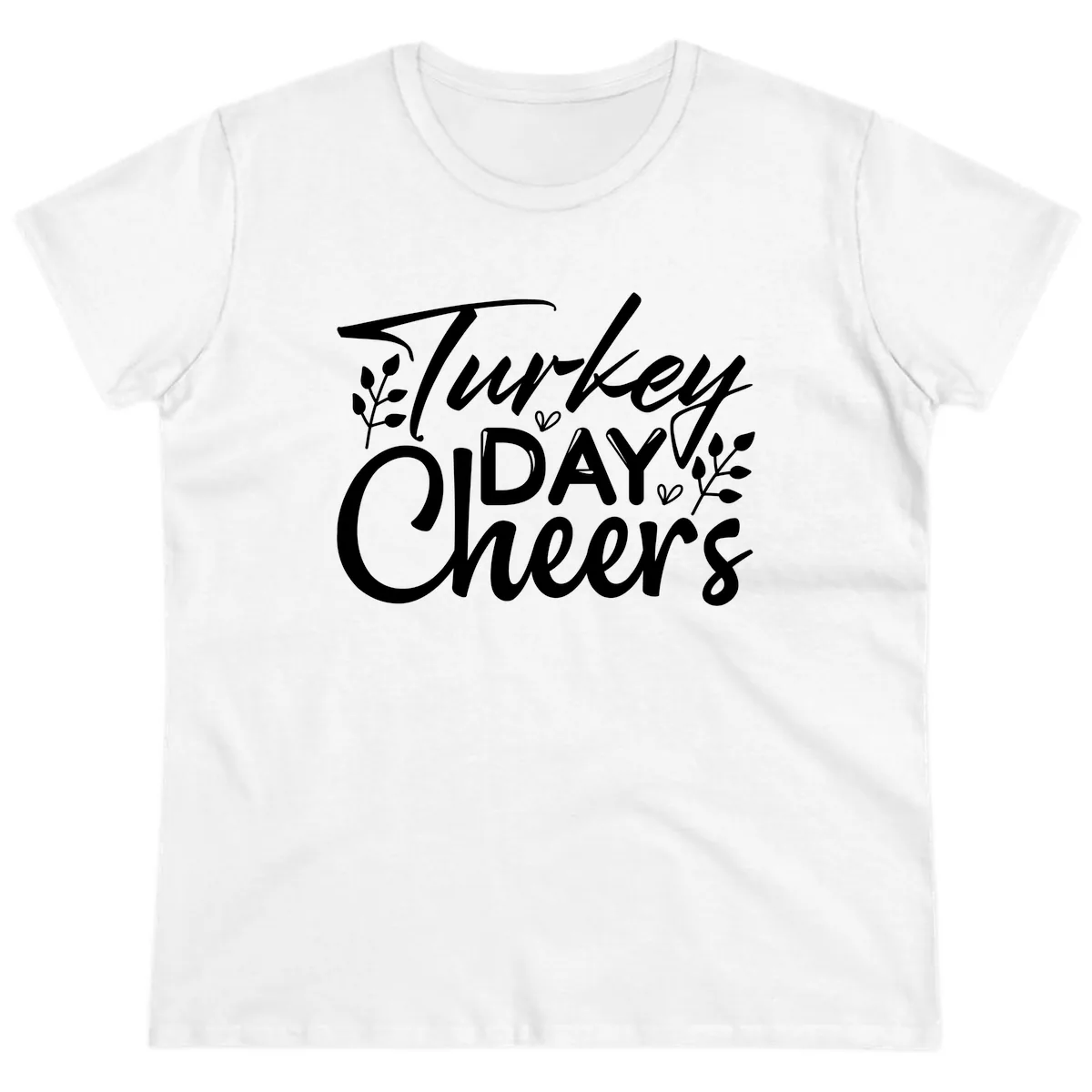 Thanksgiving Day Cheers Celebration Ladies Tee in White