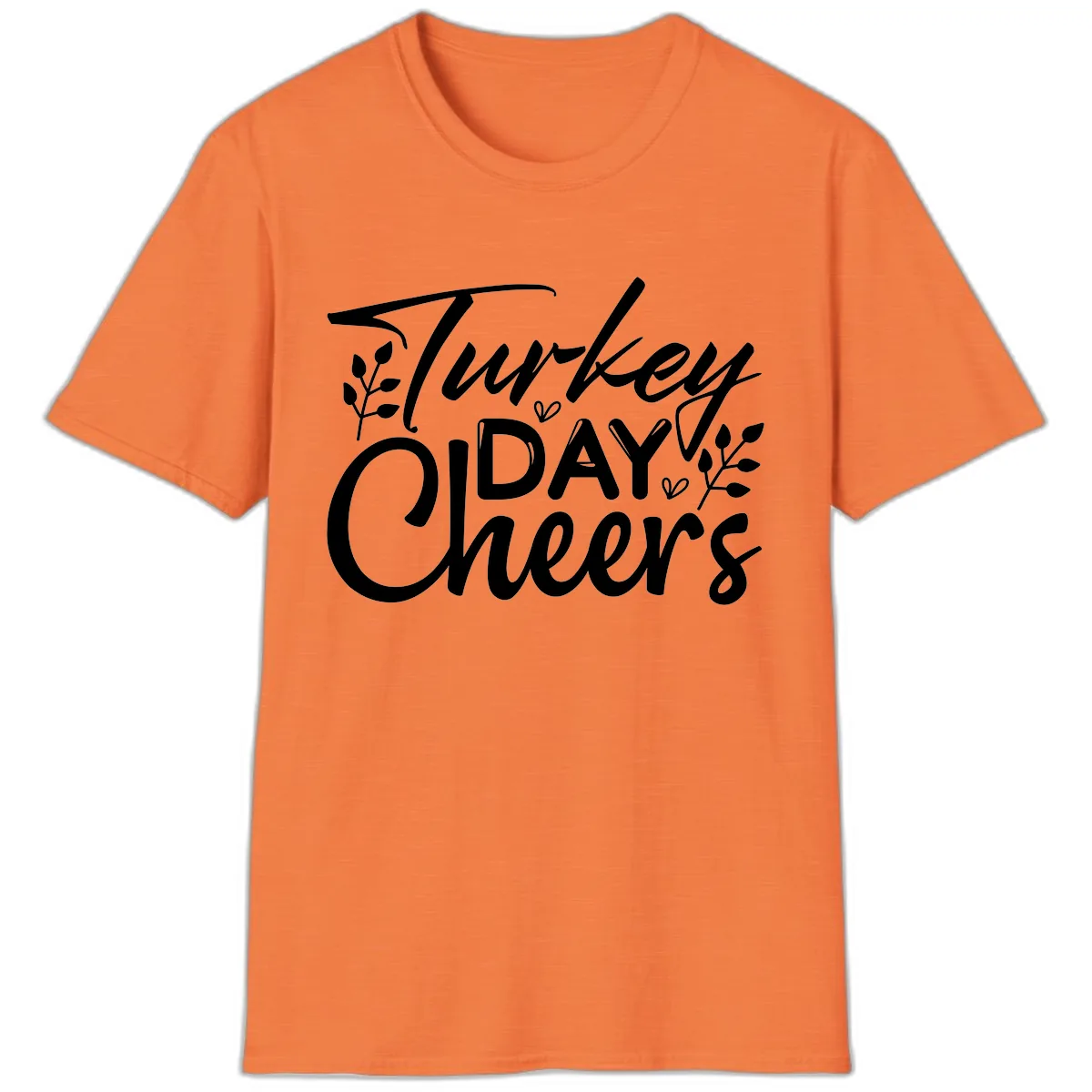 Thanksgiving Day Cheers Celebration T-Shirt in Heather Orange