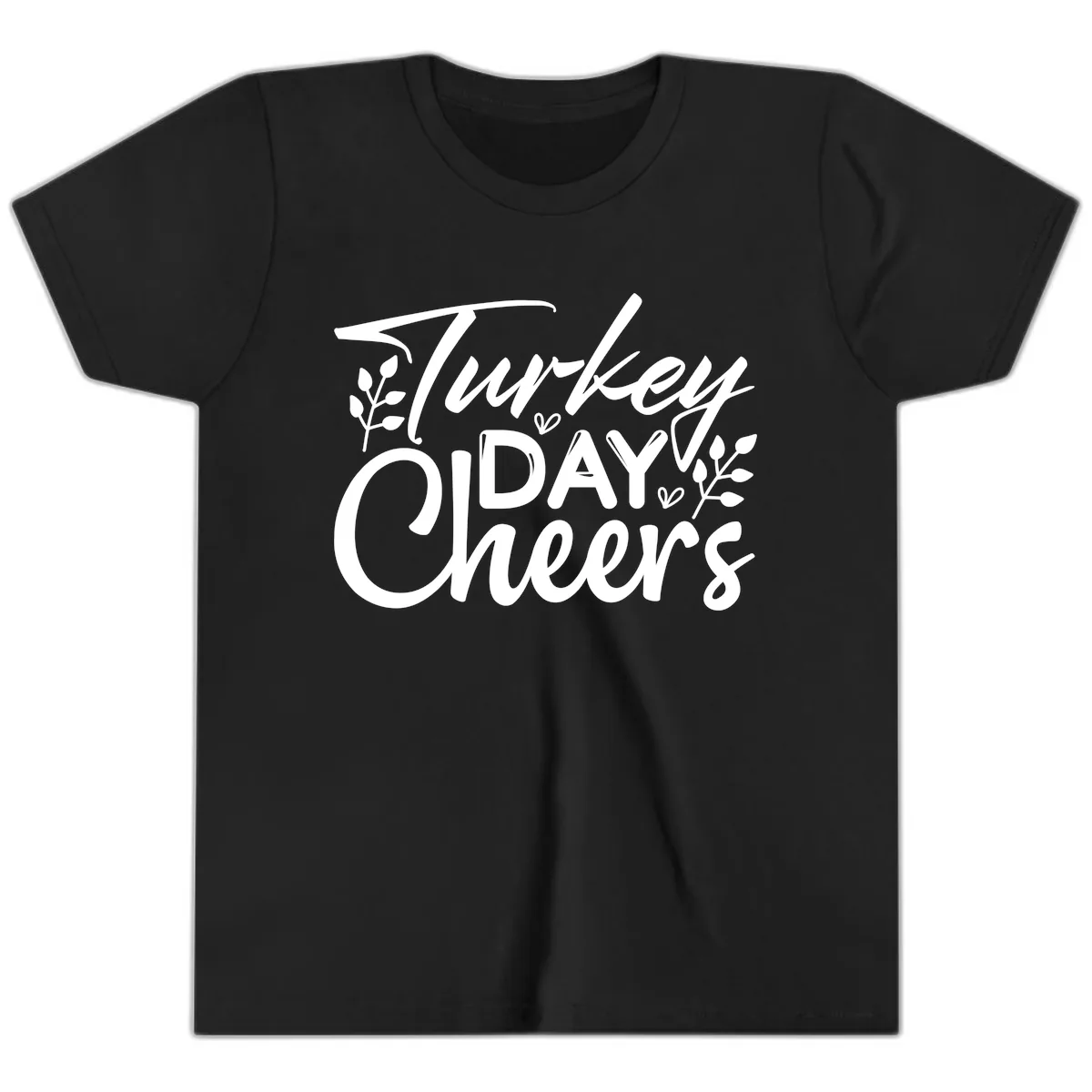 Thanksgiving Day Cheers Celebration Youth T-Shirt in Black
