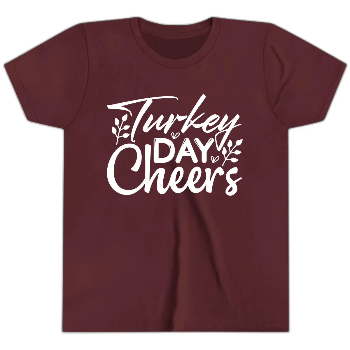Thanksgiving Day Cheers Celebration Youth T-Shirt in Maroon
