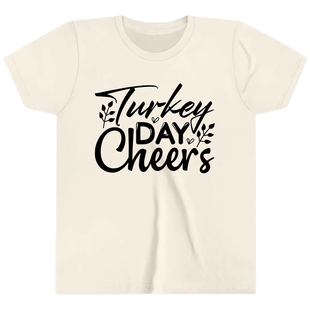 Thanksgiving Day Cheers Celebration Youth T-Shirt in Natural