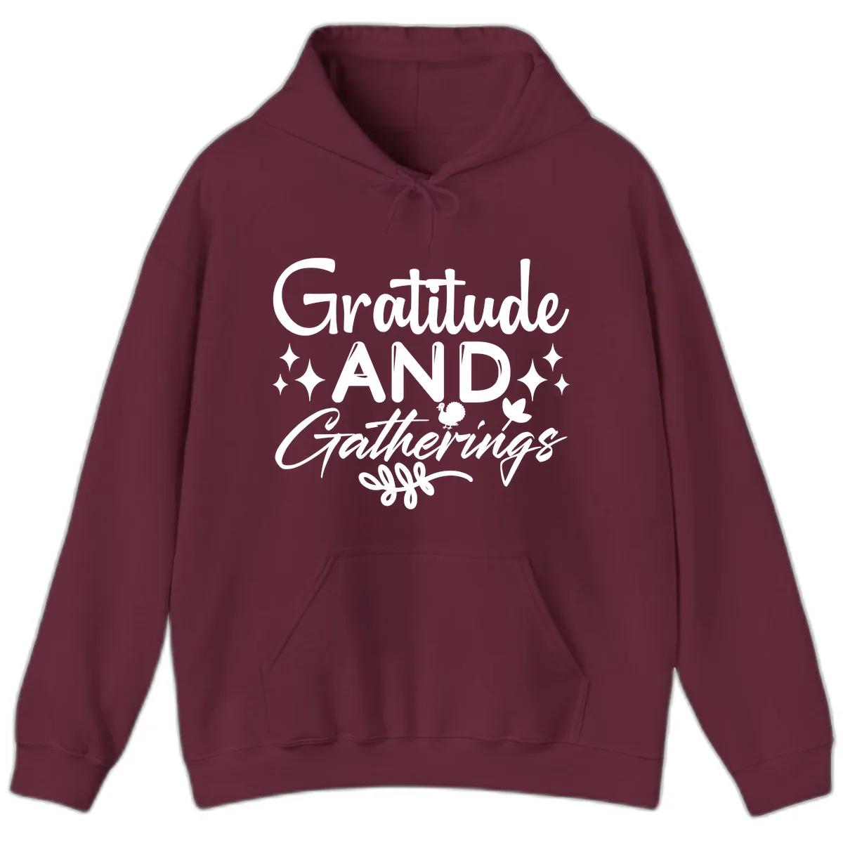 Gratitude And Gatherings Design Hoodie in Maroon