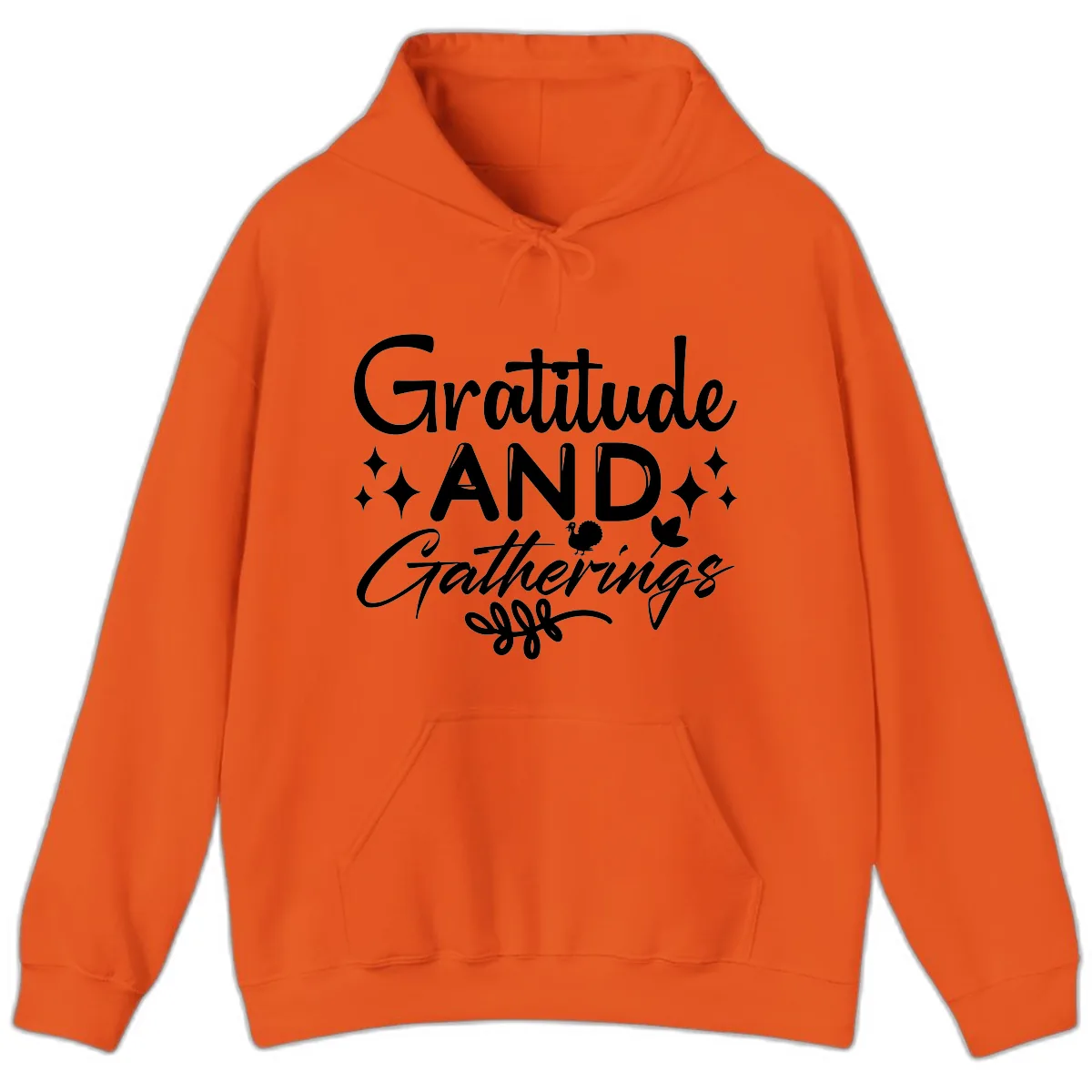 Gratitude And Gatherings Design Hoodie in Orange