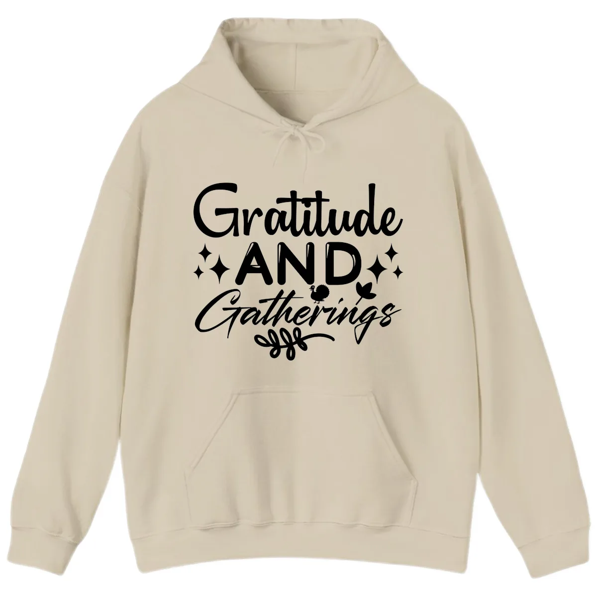 Gratitude And Gatherings Design Hoodie in Sand