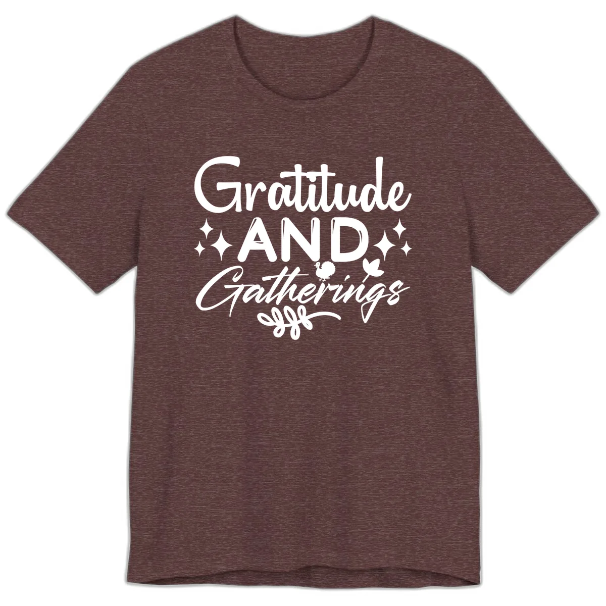 Gratitude And Gatherings Design Premium T-Shirt in Heather Maroon
