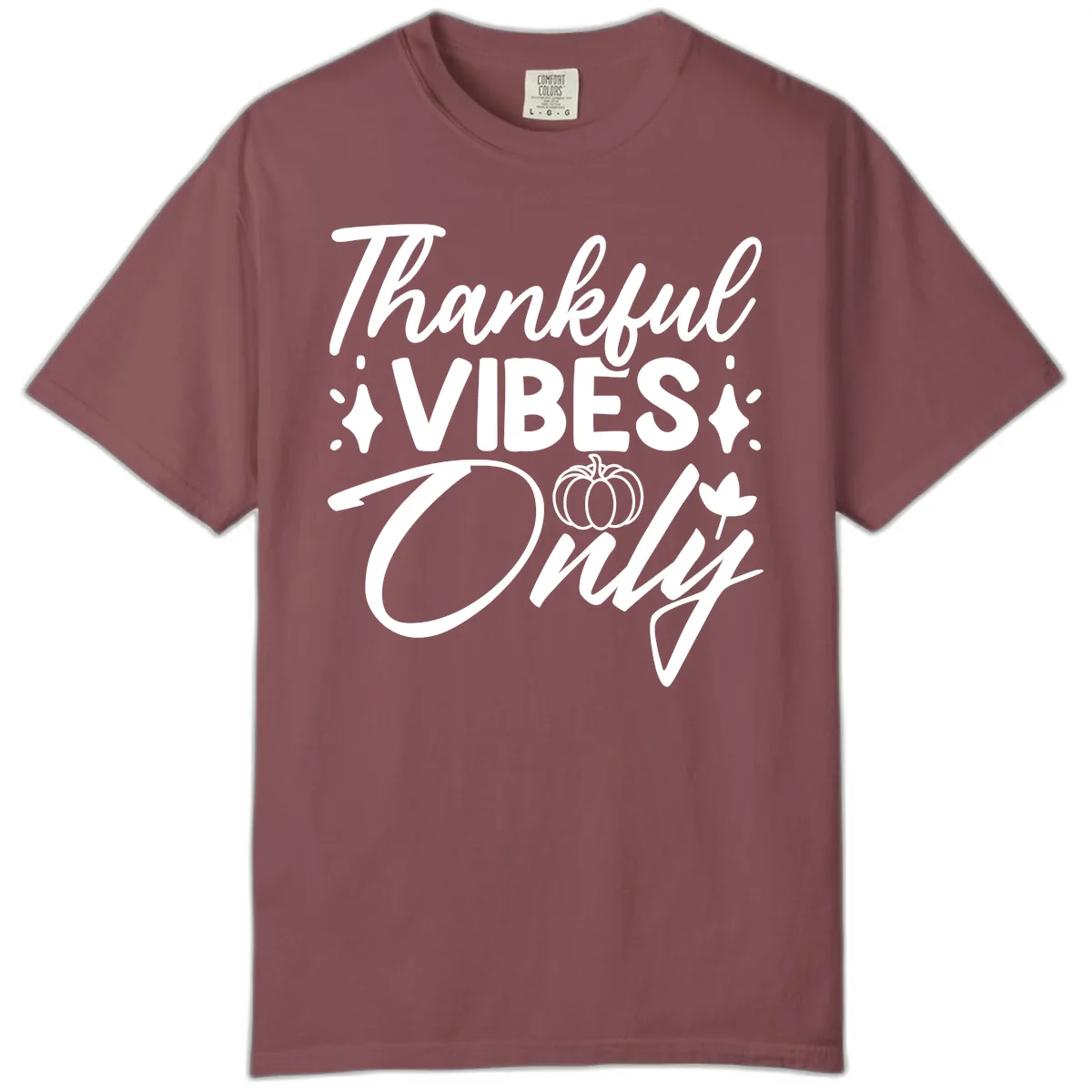 Thankful Vibes Only Graphic Comfort Color in Brick