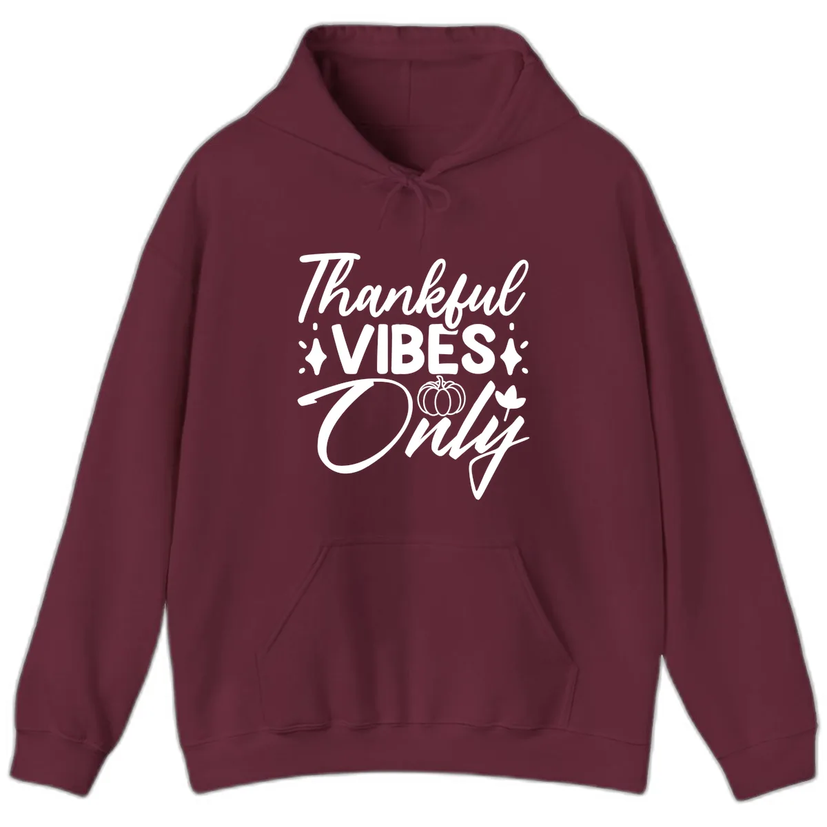 Thankful Vibes Only Graphic Hoodie in Maroon