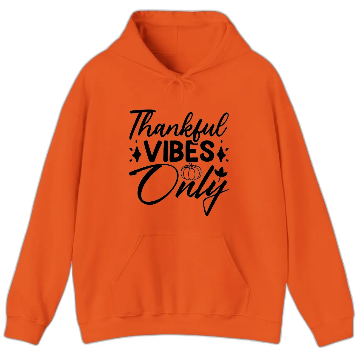 Thankful Vibes Only Graphic Hoodie in Orange