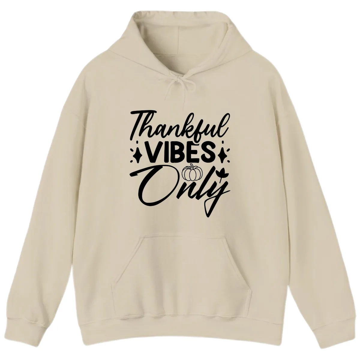 Thankful Vibes Only Graphic Hoodie in Sand