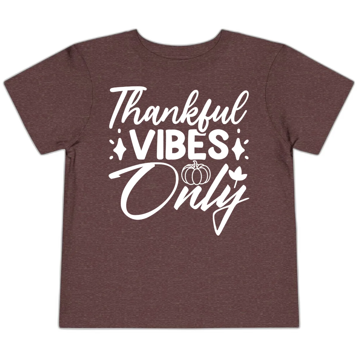 Thankful Vibes Only Graphic Toddler T-Shirt in Heather Maroon