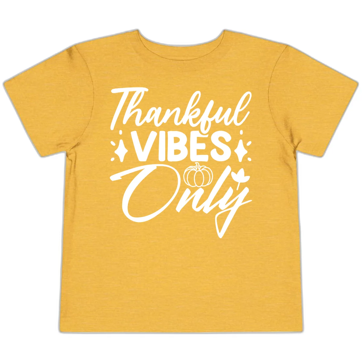 Thankful Vibes Only Graphic Toddler T-Shirt in Heather Yellow Gold