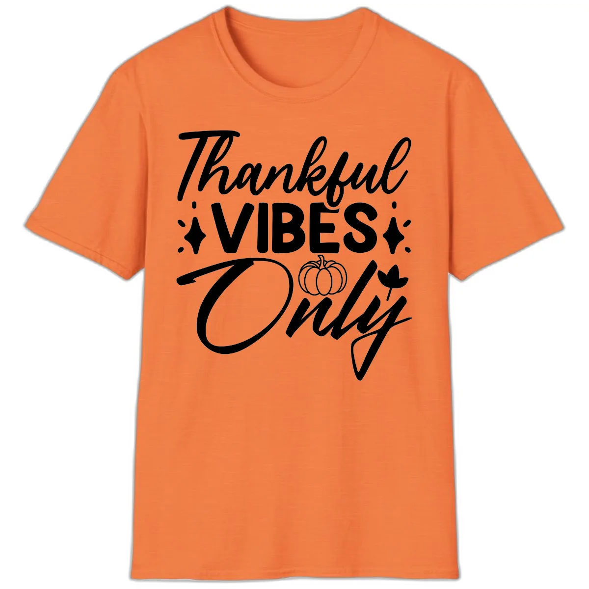 Thankful Vibes Only Graphic T-Shirt in Heather Orange