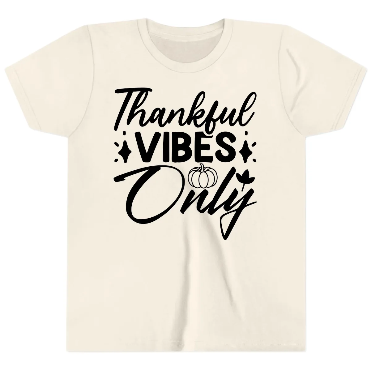 Thankful Vibes Only Graphic Youth T-Shirt in Natural