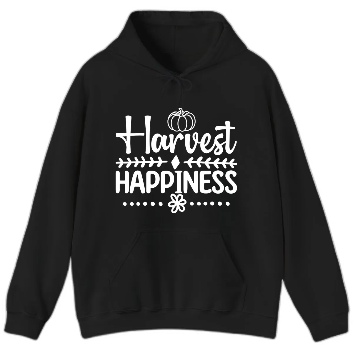 Harvest Happiness Autumn Sentiment Hoodie in Black