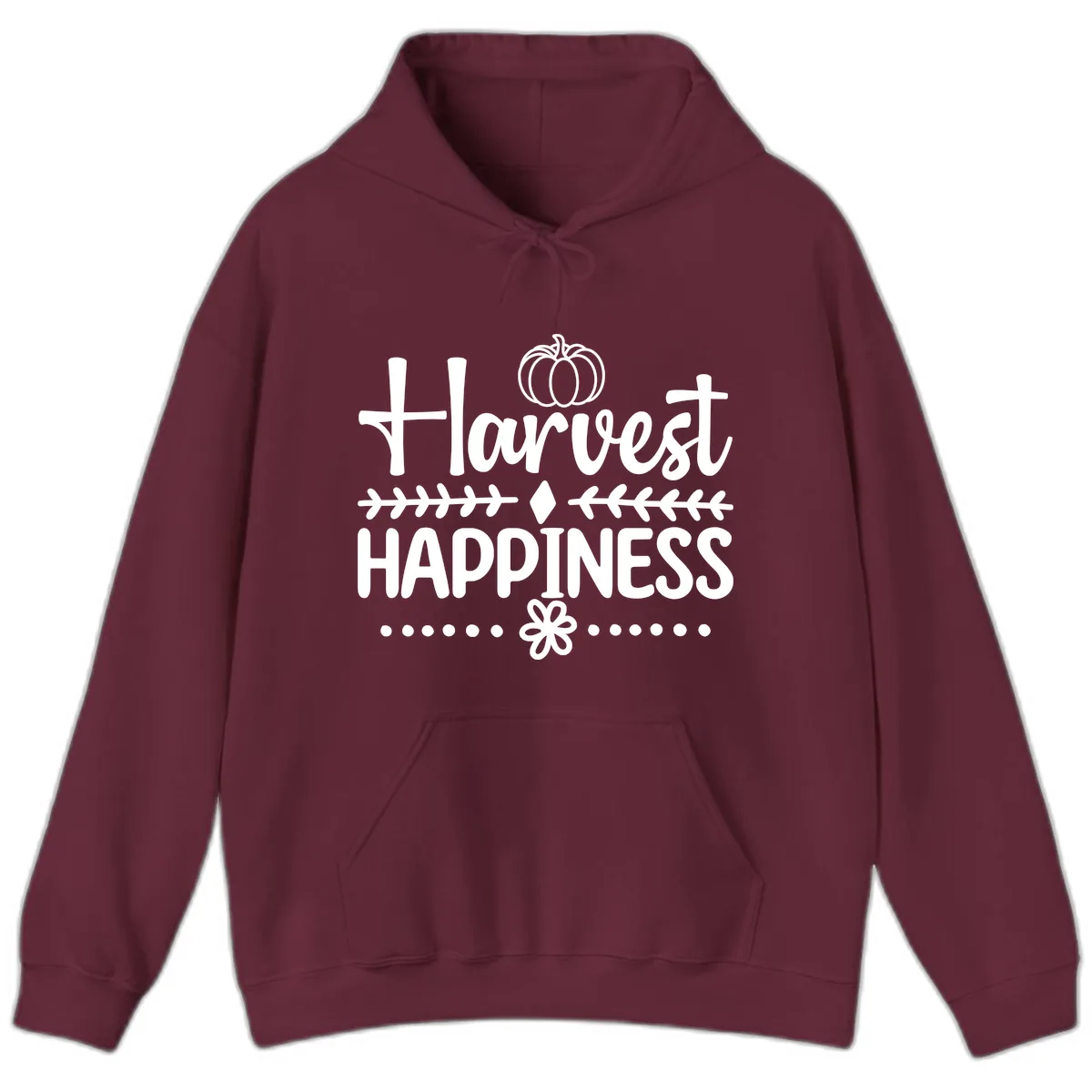 Harvest Happiness Autumn Sentiment Hoodie in Maroon