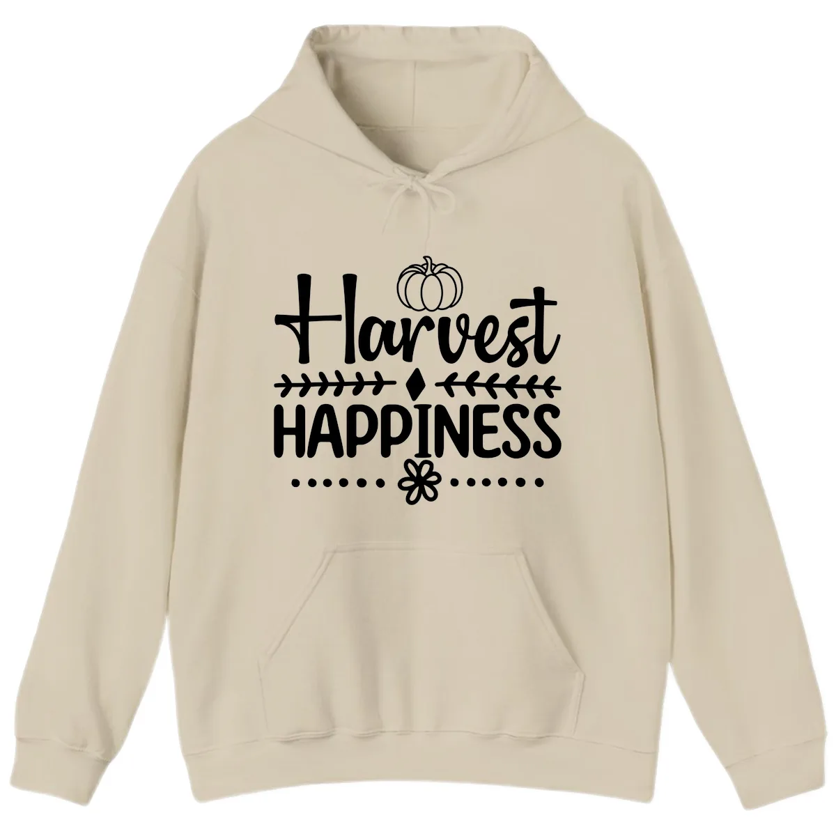 Harvest Happiness Autumn Sentiment Hoodie in Sand