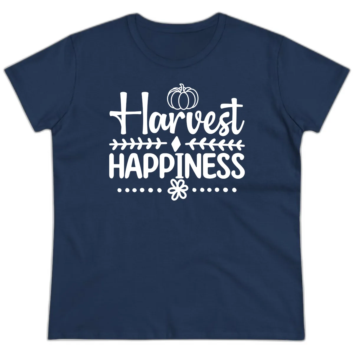 Harvest Happiness Autumn Sentiment Ladies Tee in Navy