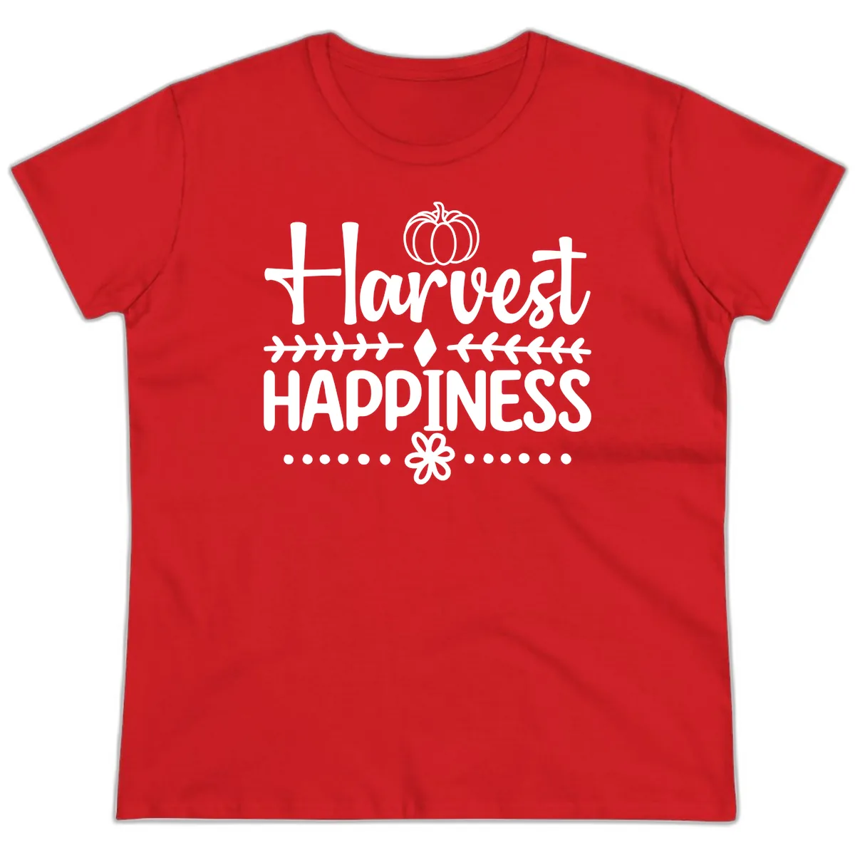 Harvest Happiness Autumn Sentiment Ladies Tee in Red