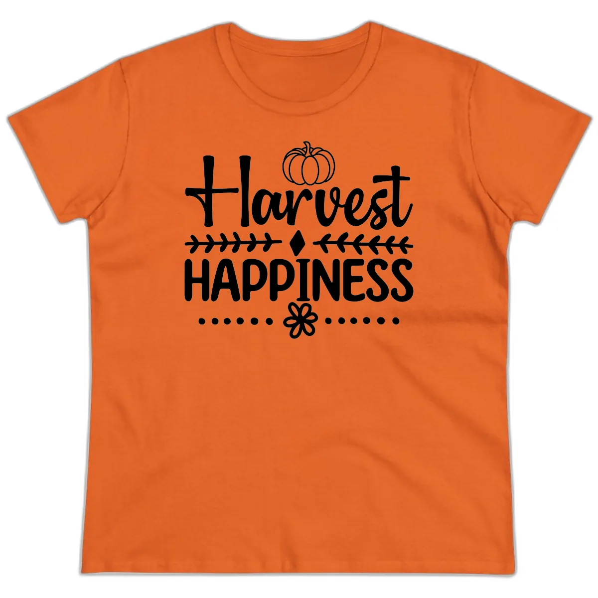 Harvest Happiness Autumn Sentiment Ladies Tee in Orange