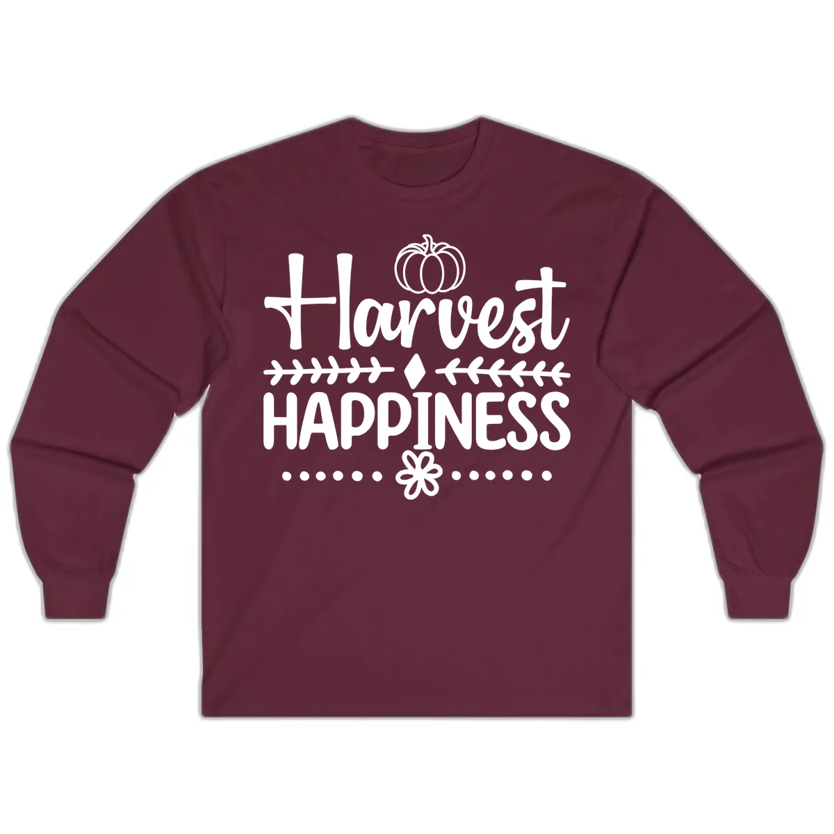 Harvest Happiness Autumn Sentiment Long Sleeve in Maroon