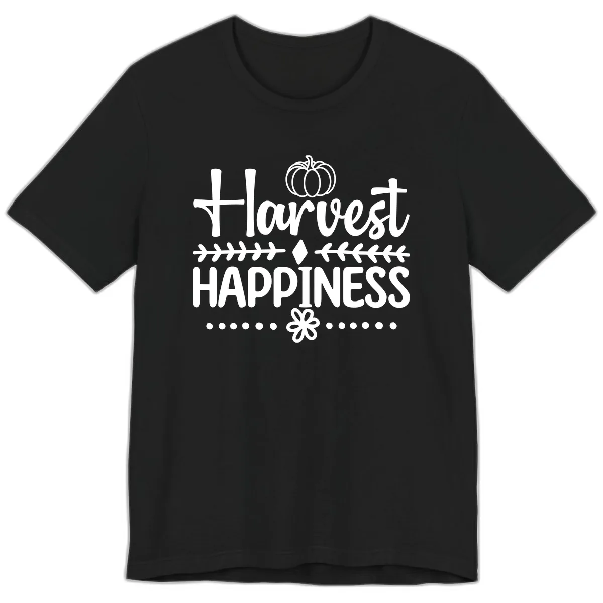 Harvest Happiness Autumn Sentiment Premium T-Shirt in Black