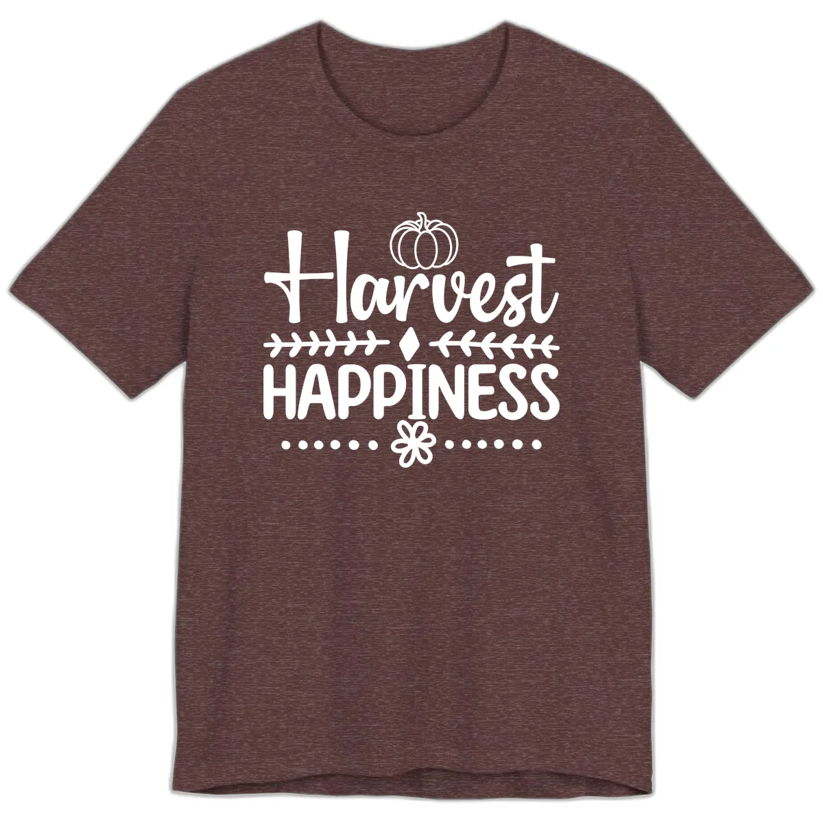 Harvest Happiness Autumn Sentiment Premium T-Shirt in Heather Maroon