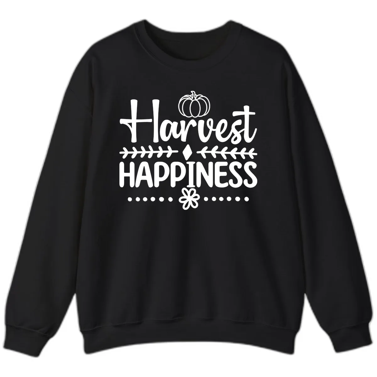 Harvest Happiness Autumn Sentiment Sweatshirt in Black