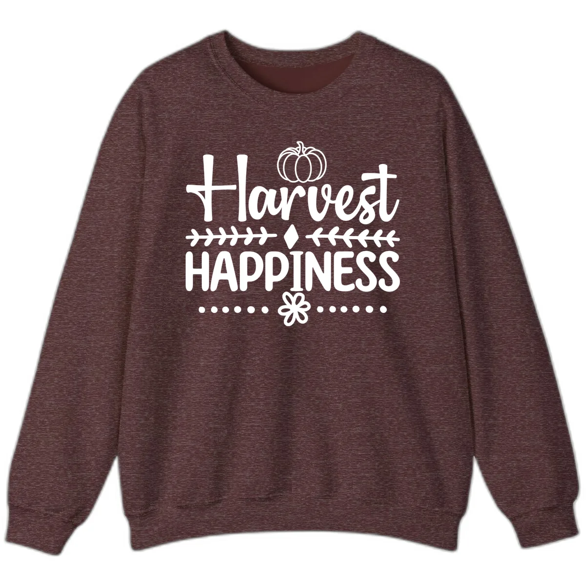 Harvest Happiness Autumn Sentiment Sweatshirt in Heather Sport Dark Maroon