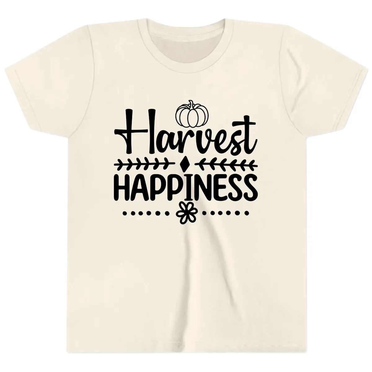 Harvest Happiness Autumn Sentiment Youth T-Shirt in Natural