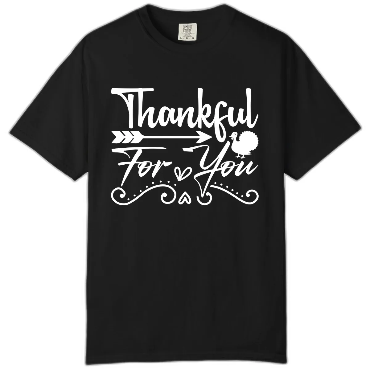 Thankful For You Arrow Turkey Comfort Color in Black