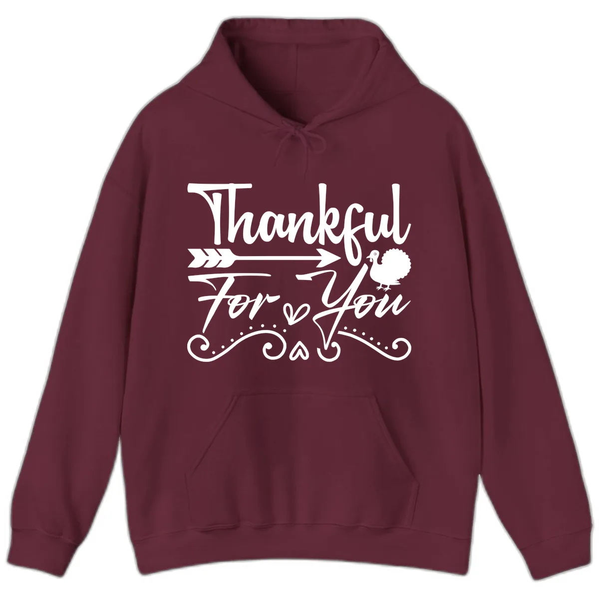 Thankful For You Arrow Turkey Hoodie in Maroon