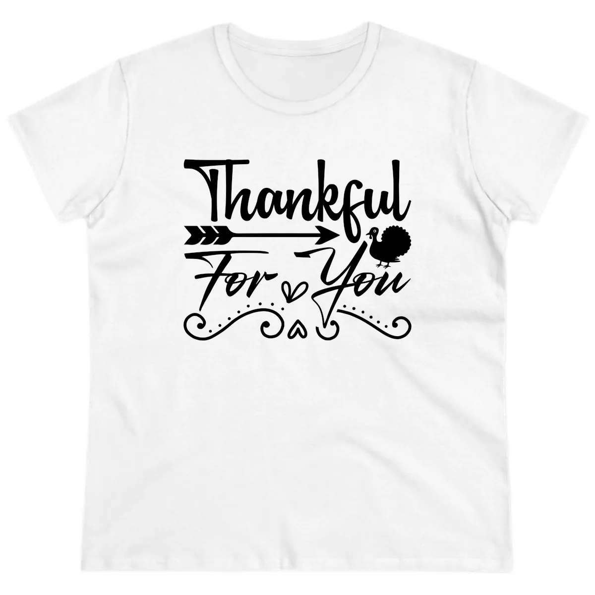 Thankful For You Arrow Turkey Ladies Tee in White