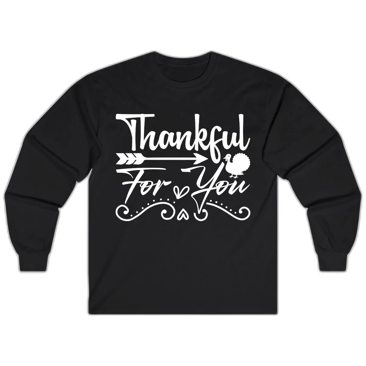 Thankful For You Arrow Turkey Long Sleeve in Black