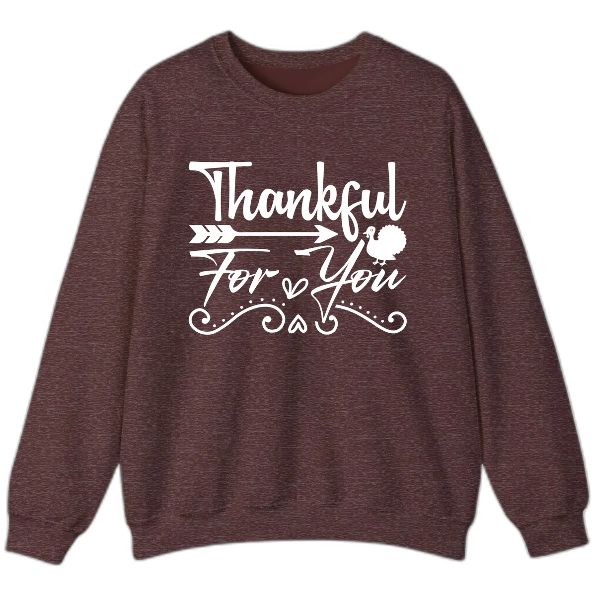 Thankful For You Arrow Turkey Sweatshirt in Heather Sport Dark Maroon