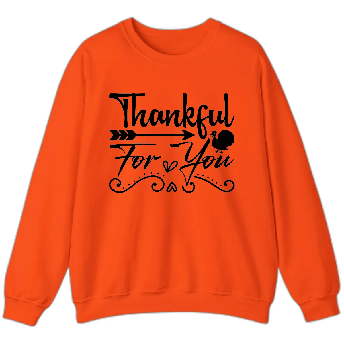 Thankful For You Arrow Turkey Sweatshirt in Orange
