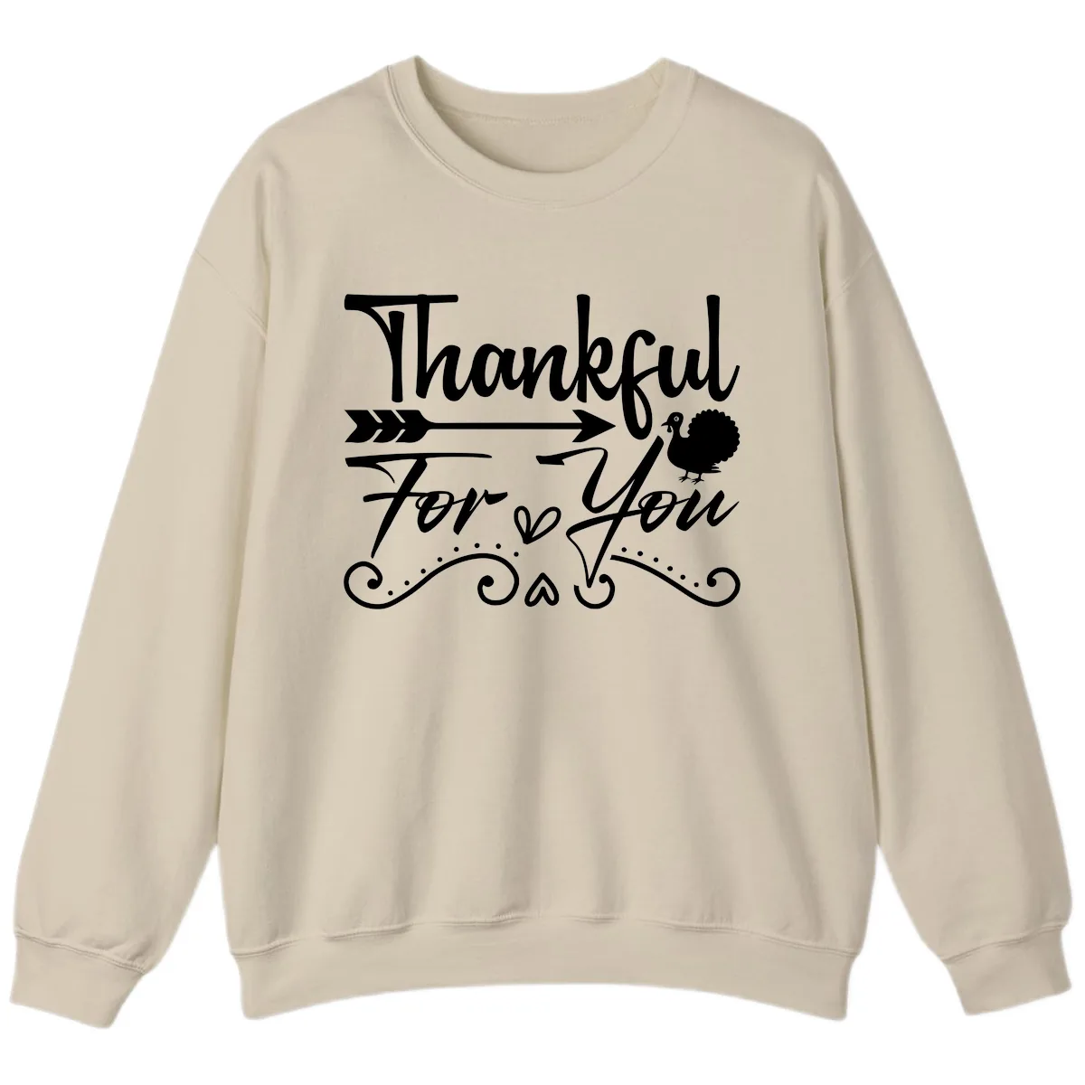 Thankful For You Arrow Turkey Sweatshirt in Sand