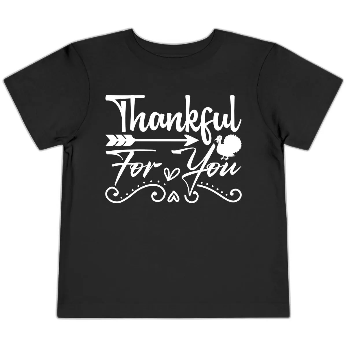 Thankful For You Arrow Turkey Toddler T-Shirt in Black
