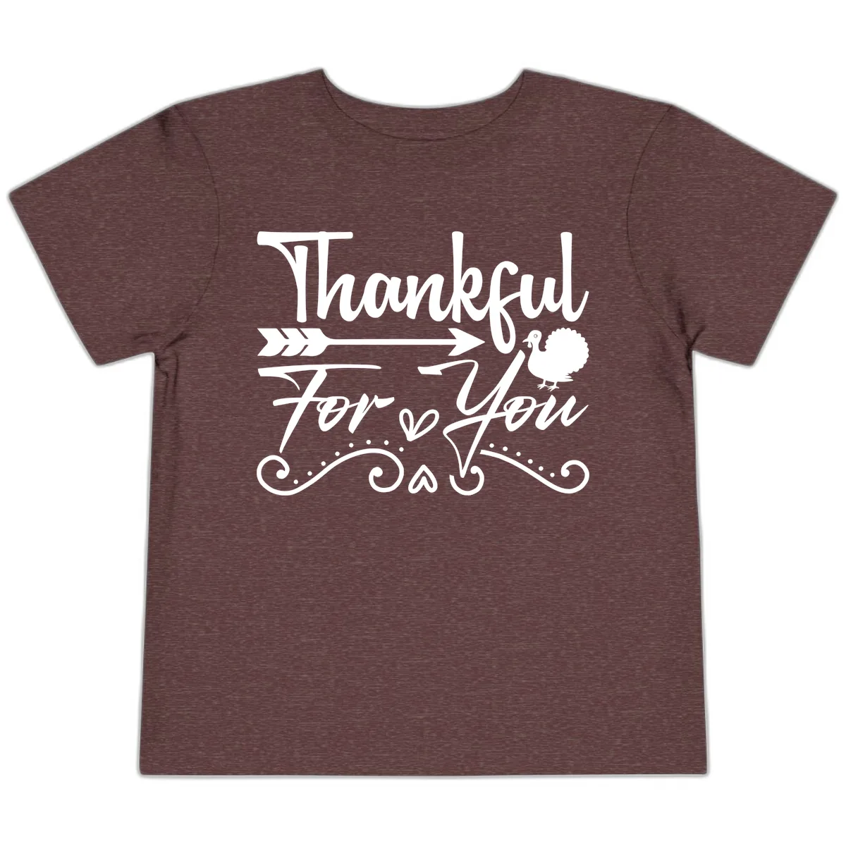 Thankful For You Arrow Turkey Toddler T-Shirt in Heather Maroon