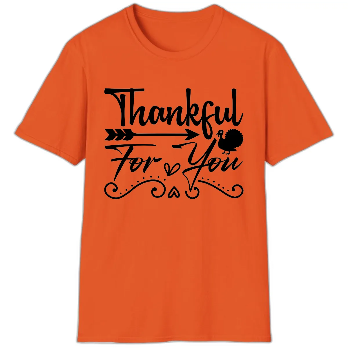 Thankful For You Arrow Turkey T-Shirt in Orange