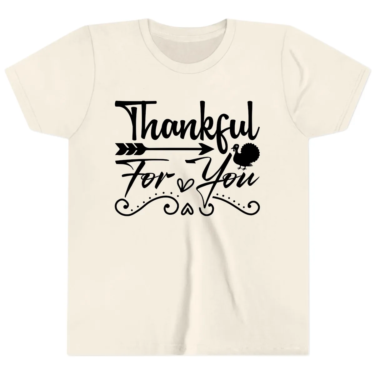 Thankful For You Arrow Turkey Youth T-Shirt in Natural