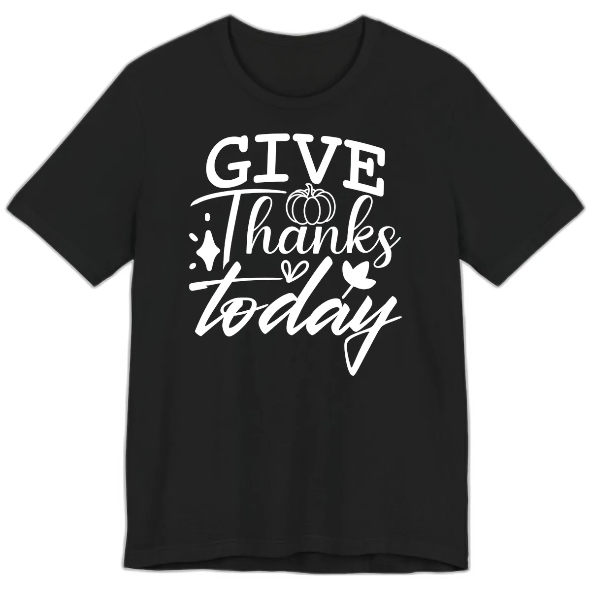 Give Thanks Today Typography Design Premium T-Shirt in Black
