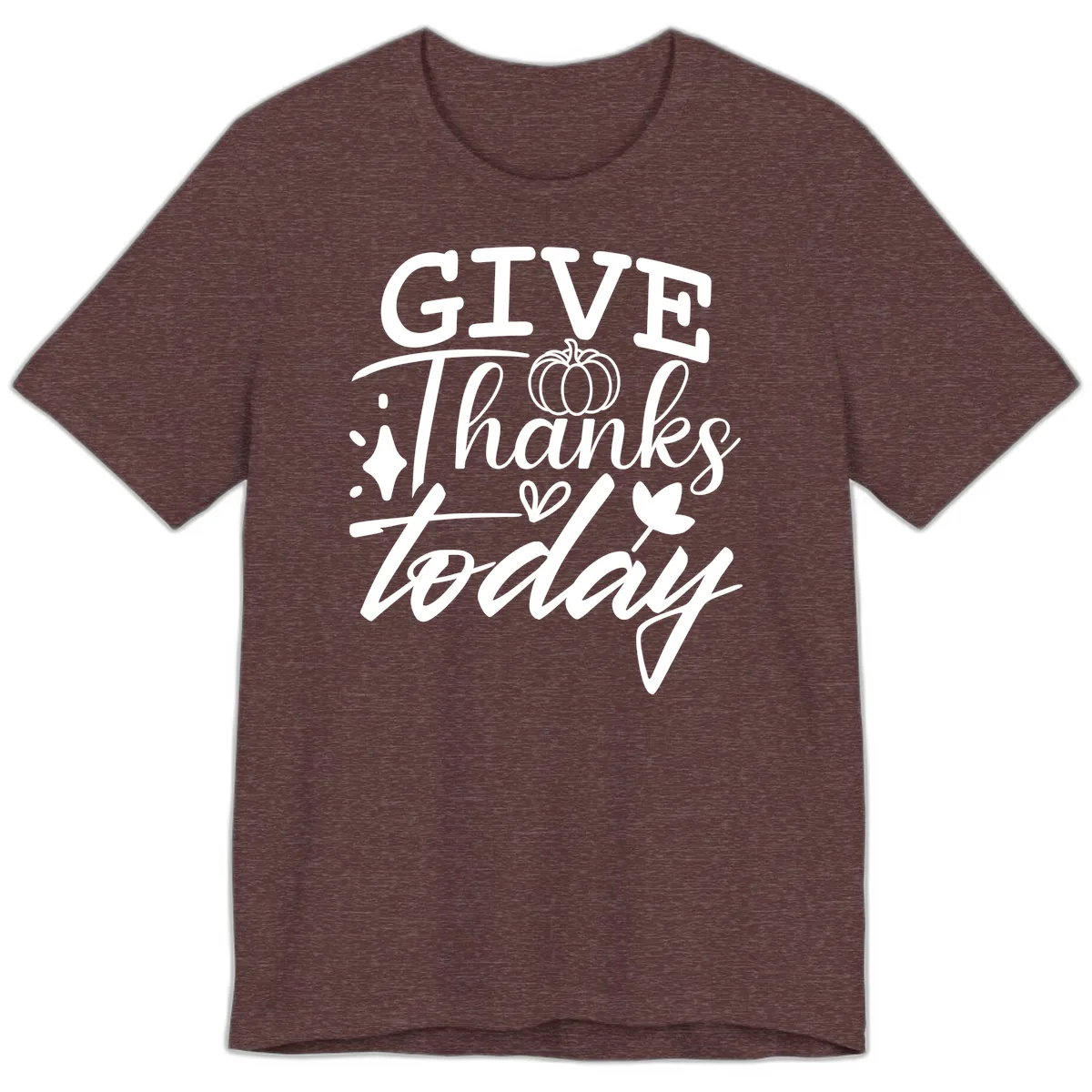Give Thanks Today Typography Design Premium T-Shirt in Heather Maroon