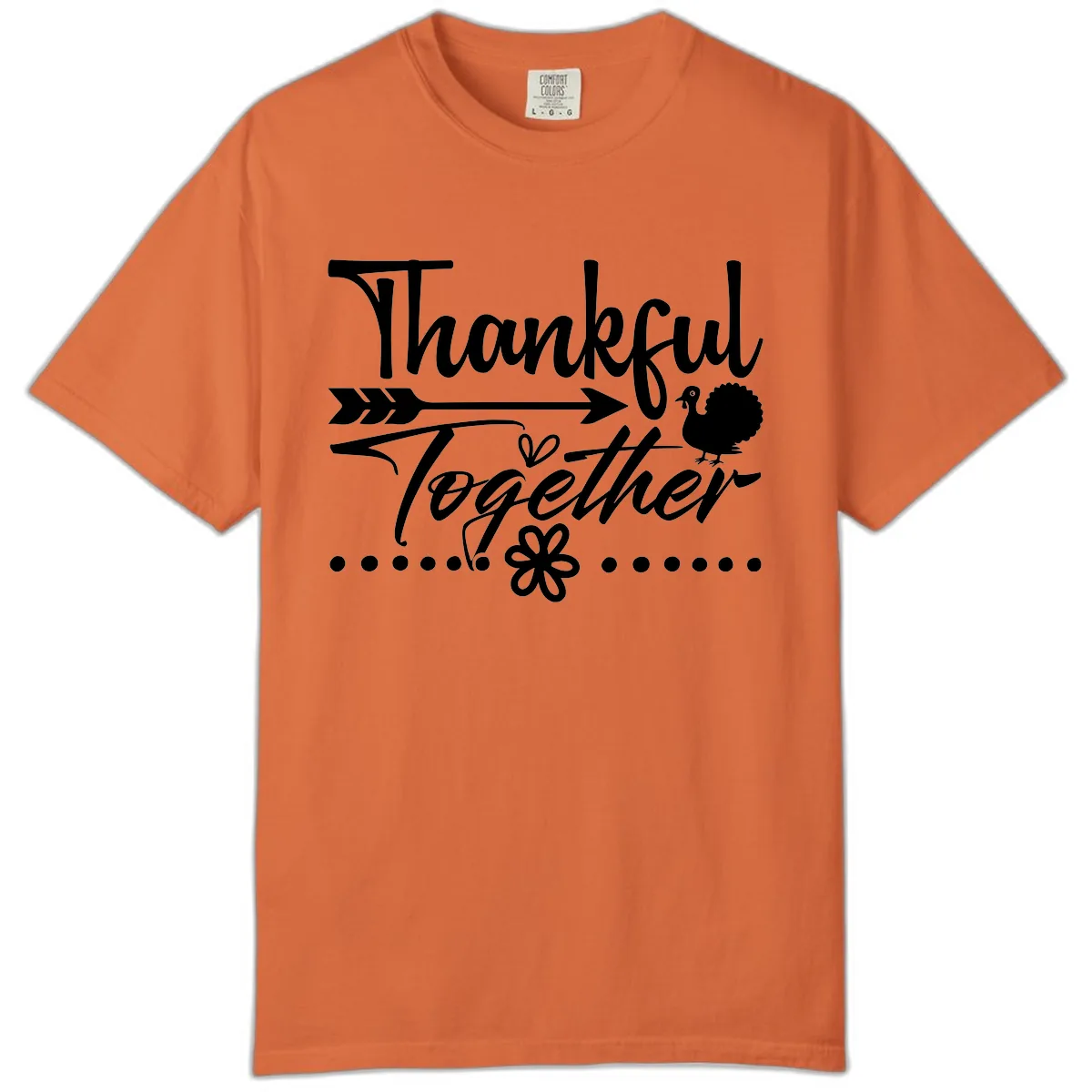 Thankful Together Typography Design Comfort Color in Burnt Orange