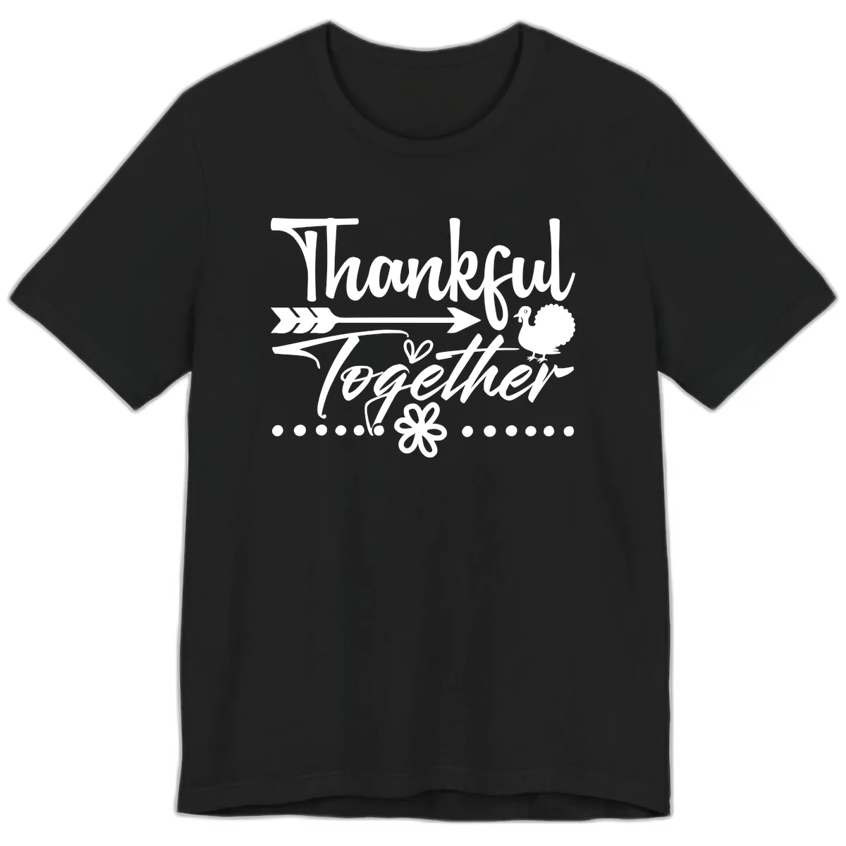 Thankful Together Typography Design Premium T-Shirt in Black