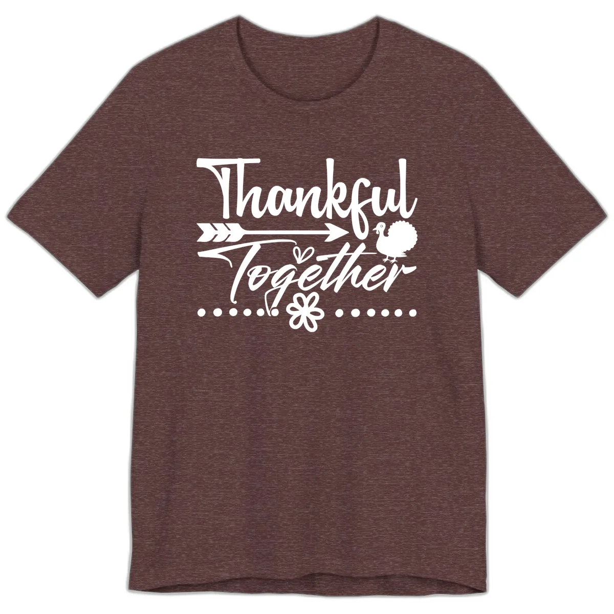 Thankful Together Typography Design Premium T-Shirt in Heather Maroon